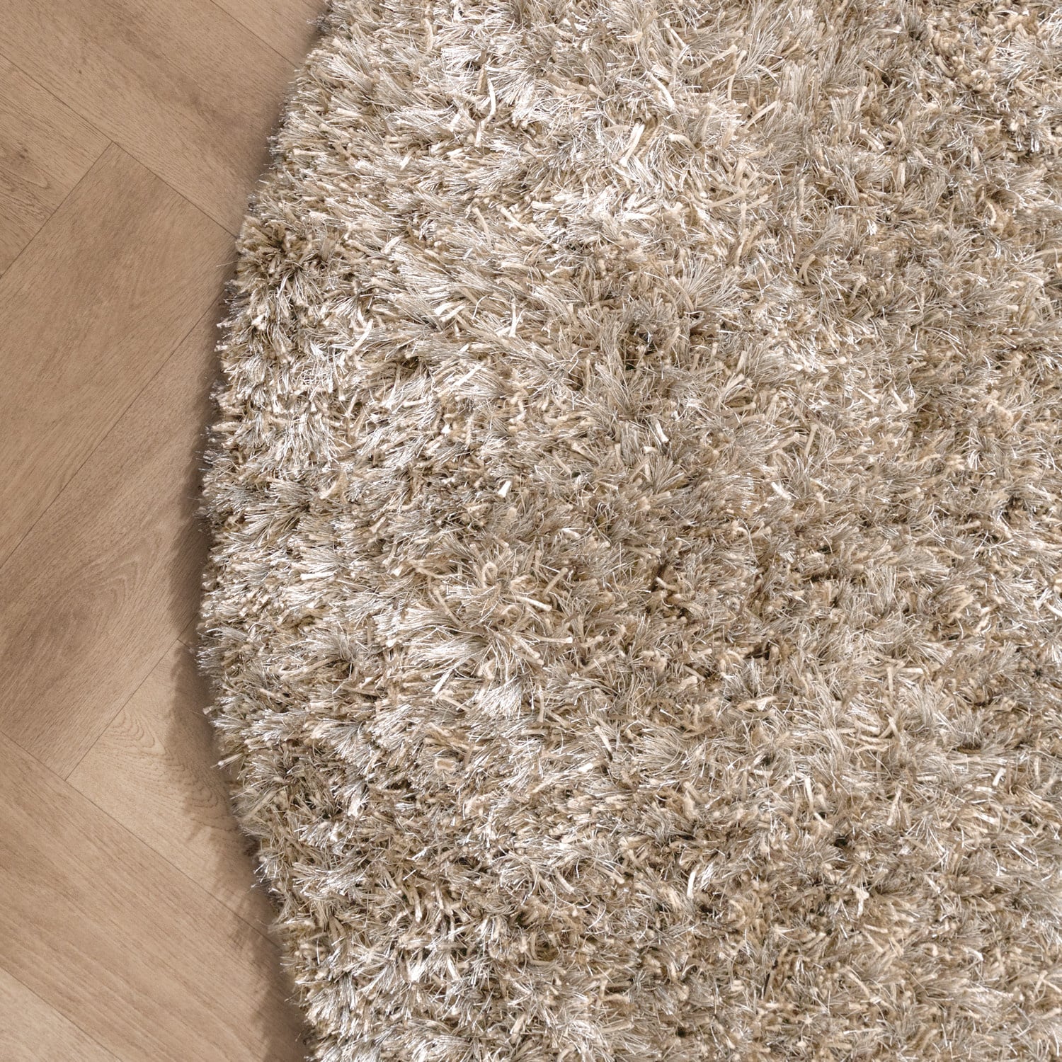 Round Shaggy Rug - Grace White