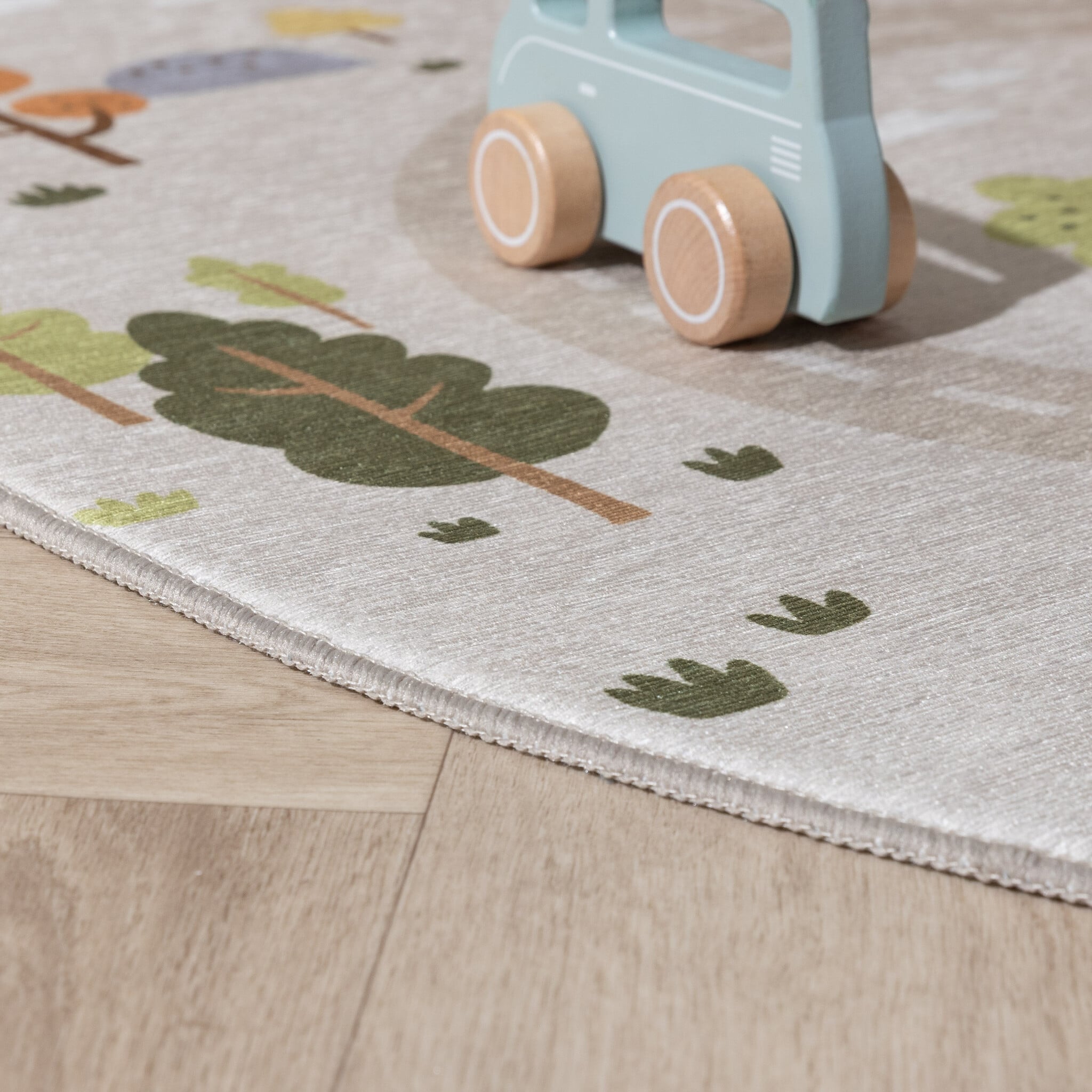 Round Play Rug Car - Rocky Ride Grey