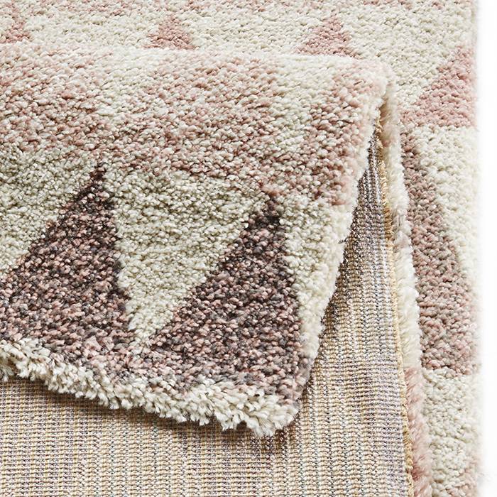High-pile floor rug - Allure Triangle Cream/Pink