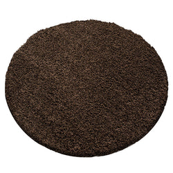 Round High-Pile Floor Rug - Sade Brown