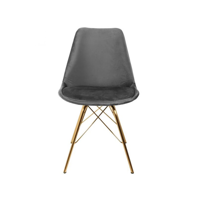 Chair Velvet Dark Grey - Gold frame