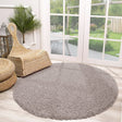 Round High Pile Rug - Solid Light Grey