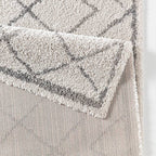 High-pile floor rug - Hamar Diamond Cream/Grey