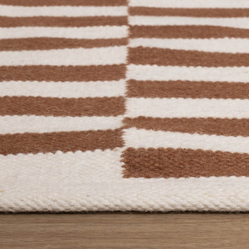 Striped Modern Rug - Dazzle Blocks Brown/White