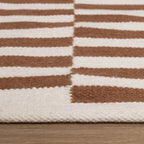 Striped Modern Rug - Dazzle Blocks Brown/White