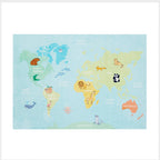 Kids Rug - Globe Light Blue