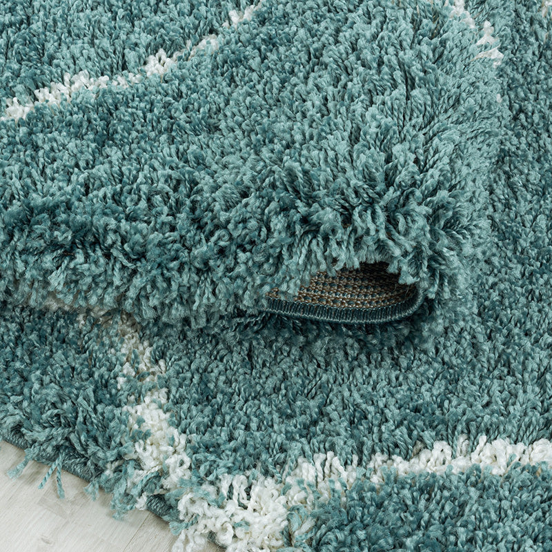 Berber floor rug - Agadir Lines Blue/Cream
