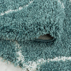 Berber floor rug - Agadir Lines Blue/Cream