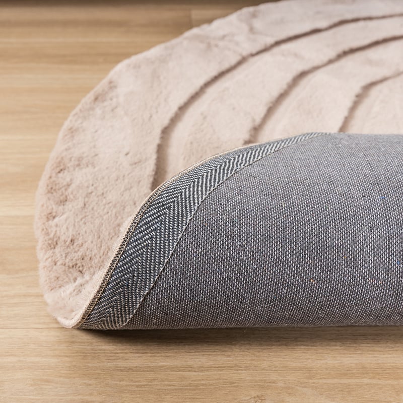 Round High Pile Rug - Carvy Curves Taupe