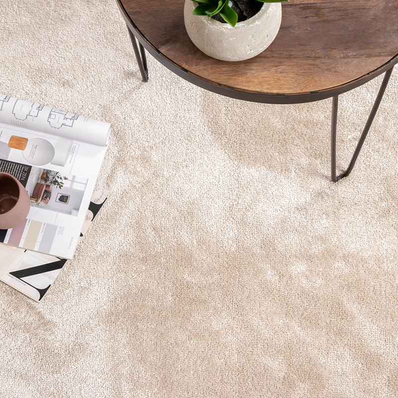 Round Washable Viscose Rug - Vive Cream