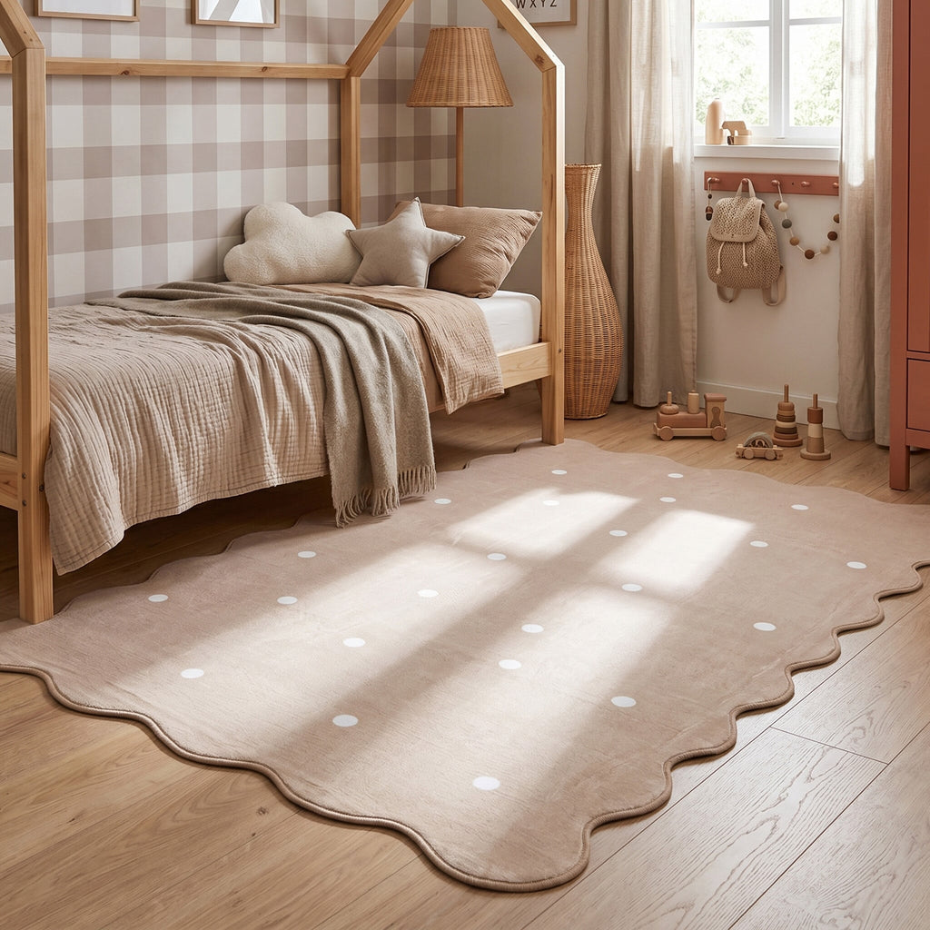 Kids Room Rug - Cloudy Dots Beige