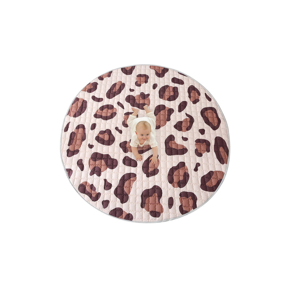 Baby play rug round - Noa Leopard Print Brown