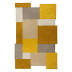 Abstract Floor Rug - Stracto Collage Ochre Yellow