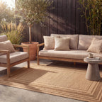 Jute Outdoor Rug - Mavi Border Cream/Brown