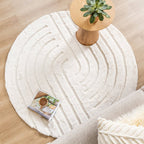 Round High Pile Rug - Carvy Curves Cream