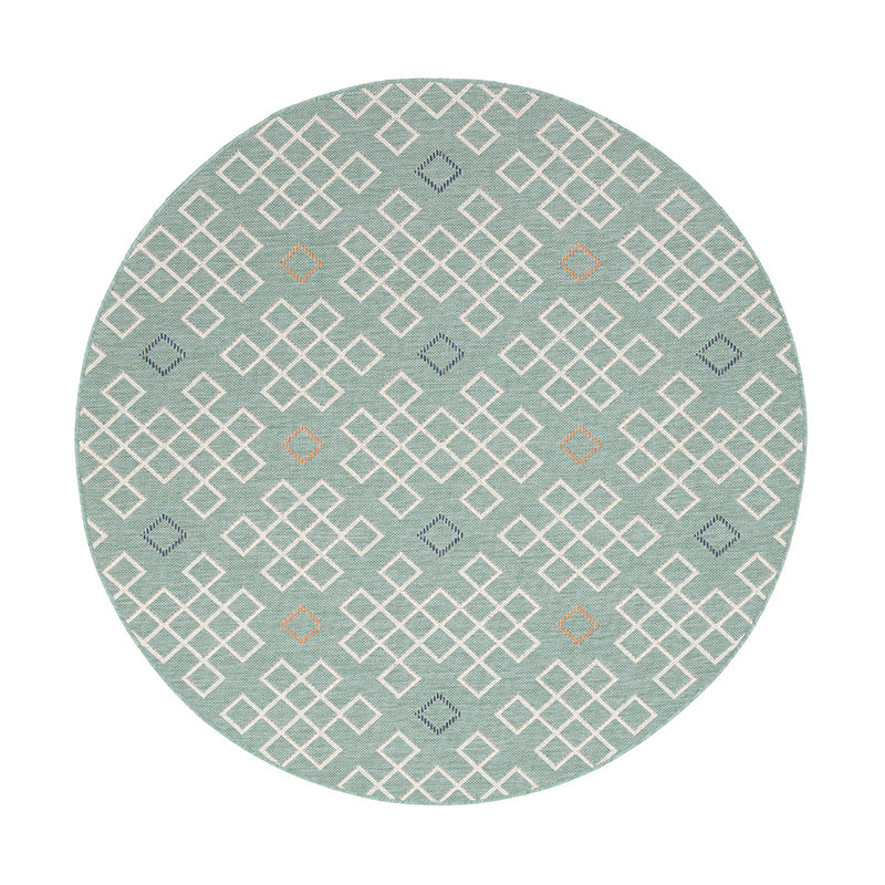 Round Modern Outdoor Rug - Playa Geo Green