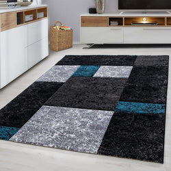 Modern floor rug - Tetris Turquoise 1330