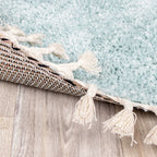 Round High Pile Rug - Lofty Fringe Light Blue