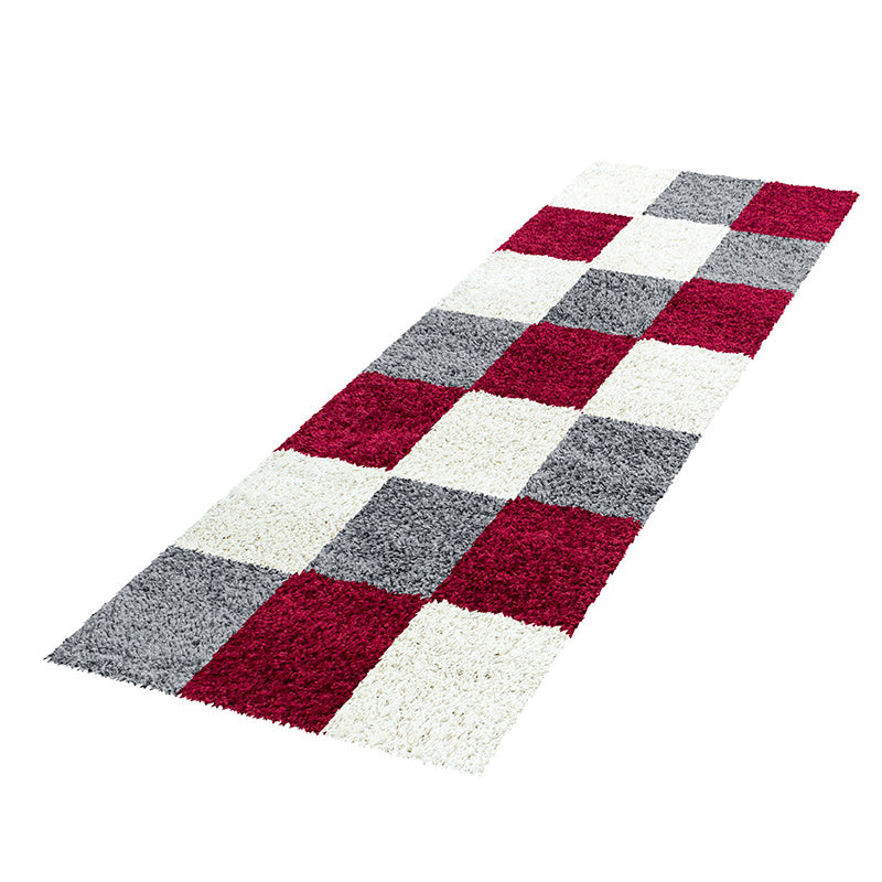 High Pile Runner - Cube Red
