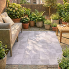 Abstract Outdoor Rug - Groovy Tiles Grey
