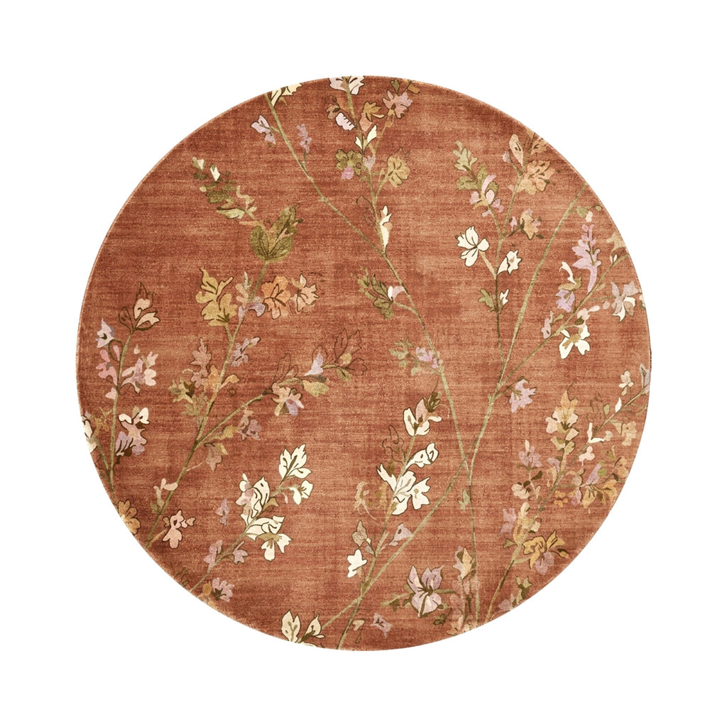 Round washable rug - Misty Floral Terracotta