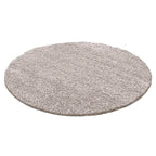 Round High Pile Rug - Solid Light Grey