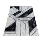 Modern floor rug - Marble Design Grey/Silver