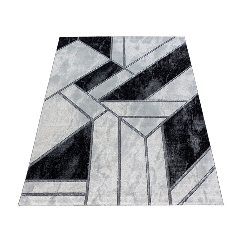 Modern floor rug - Marble Design Grey/Silver