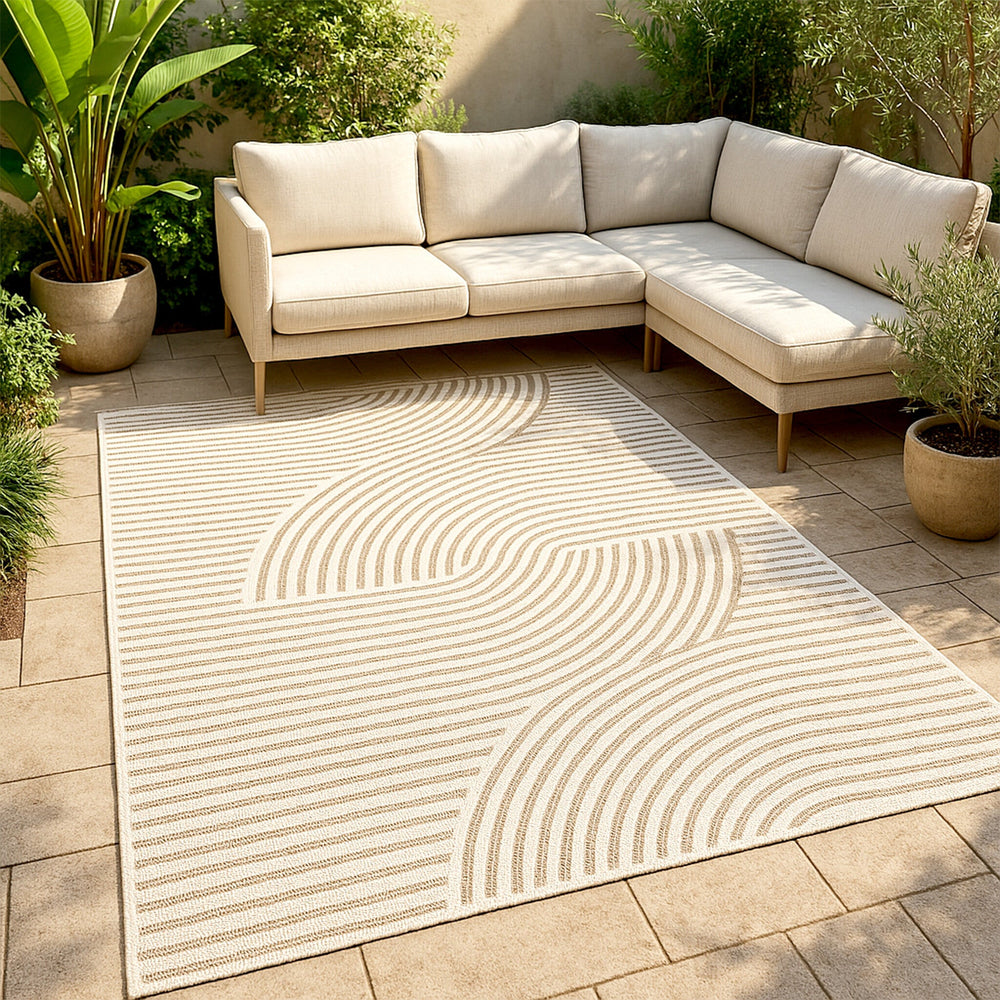 Modern Rug - Nori Curves White/Taupe