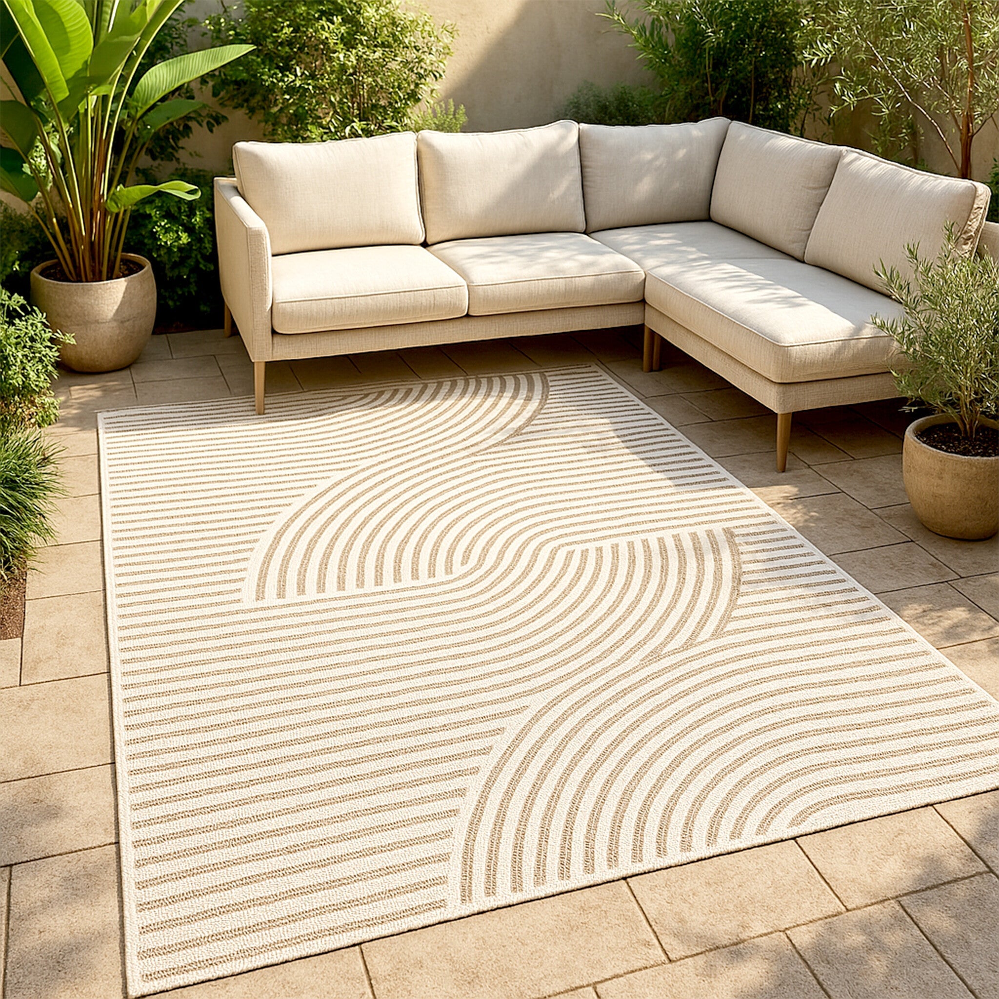 Modern Rug - Nori Curves White/Taupe
