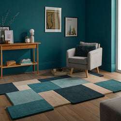 Abstract Floor Rug - Stracto Collage Petrol
