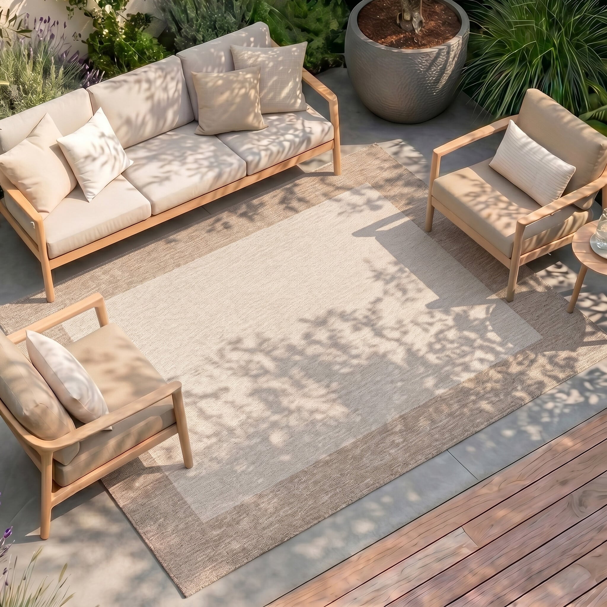 In- & Outdoor Rug – Sierra Border Cream/Beige