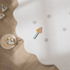 Round Kids Room Rug - Cloudy Dots White