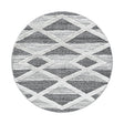 Round Scandinavian floor rug - Pitea Lines Grey/Cream