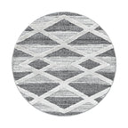 Round Scandinavian floor rug - Pitea Lines Grey/Cream