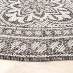 Round Outdoor Rug - Summer Oriental Grey