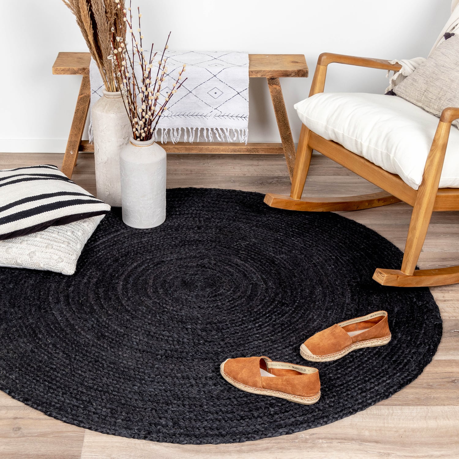 Jute Rug - Fair Round Black