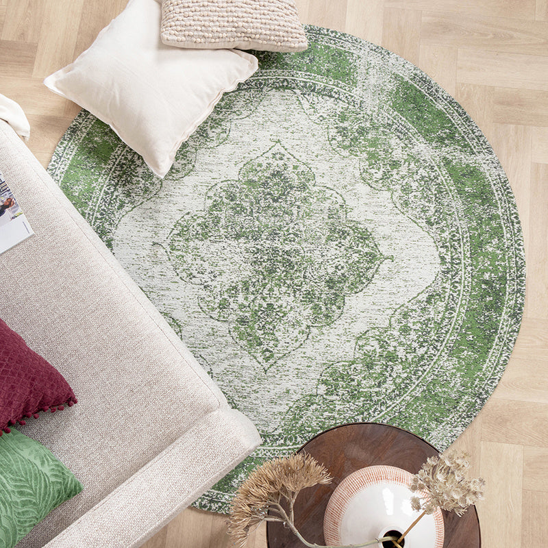 Round Vintage Rug - Admire Green