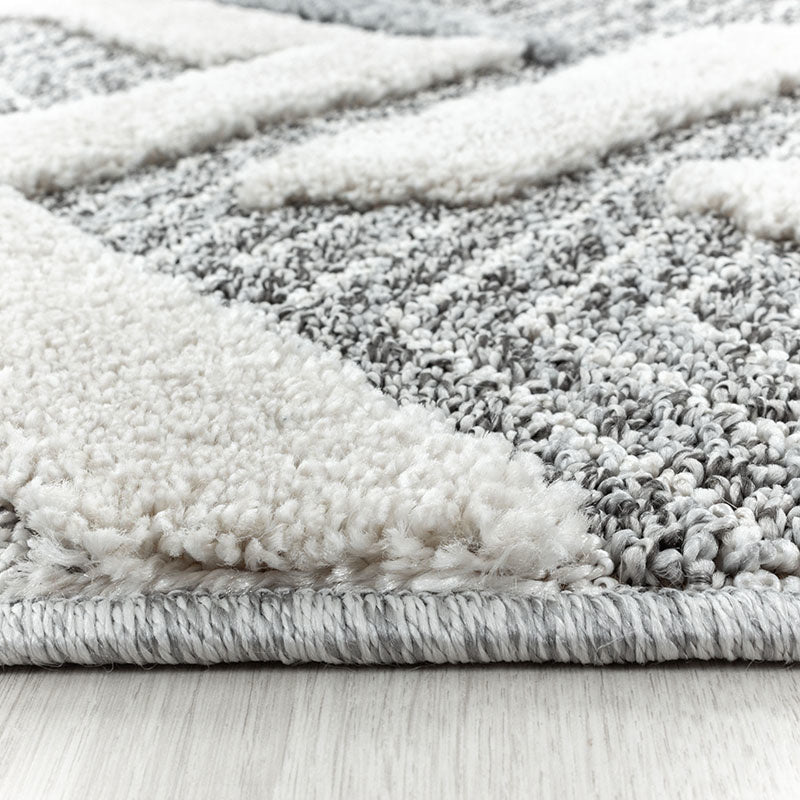 Round Scandinavian Rug - Pitea Panel Grey/Cream