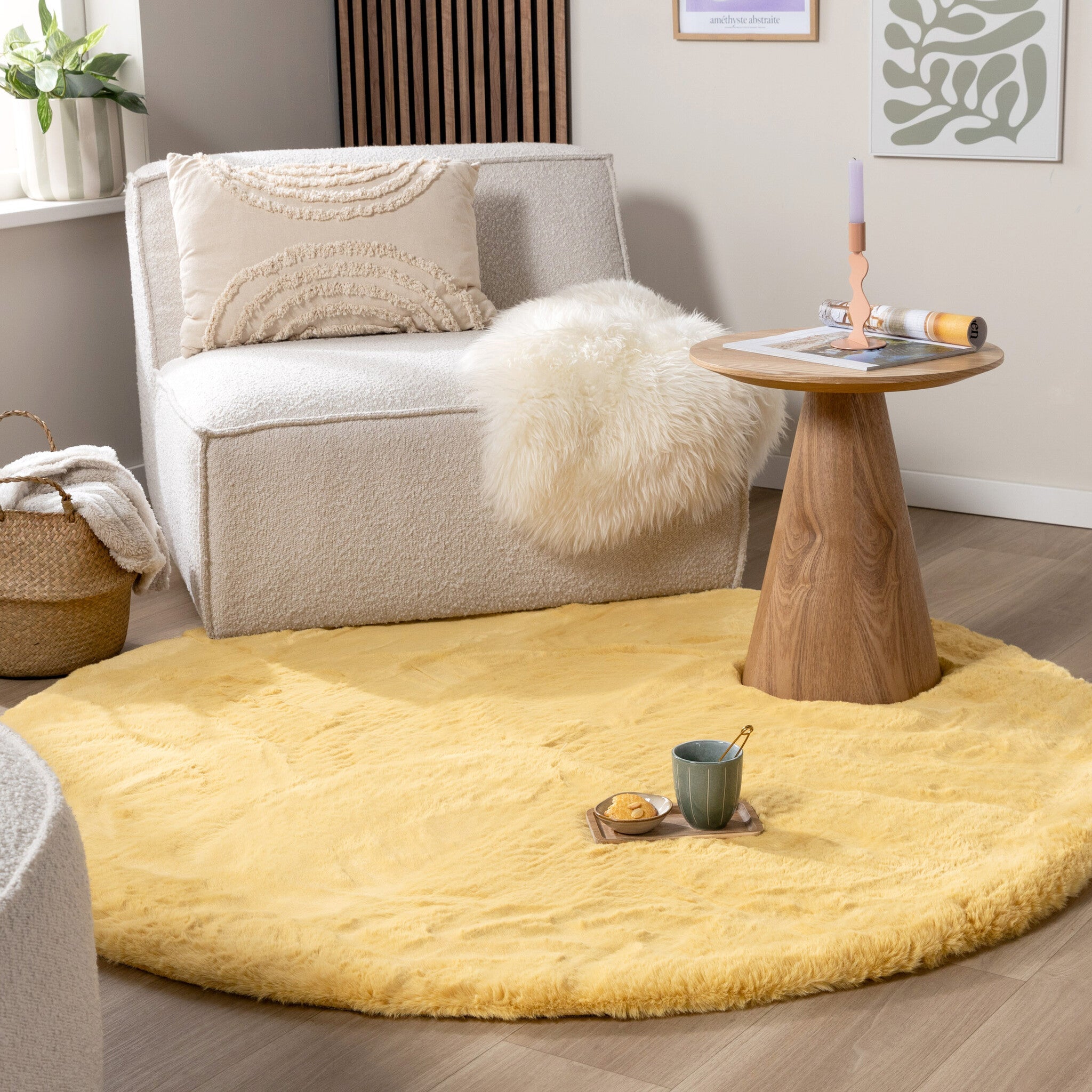 Round High Pile Rug - Comfy Supreme Yellow