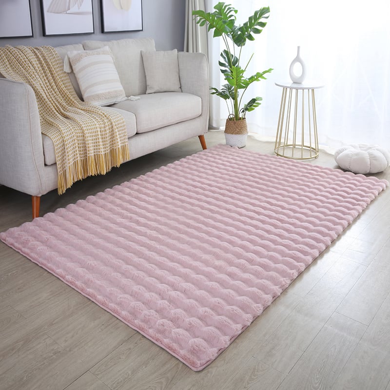 Soft high-pile floor rug - Ambrey 3D Pink