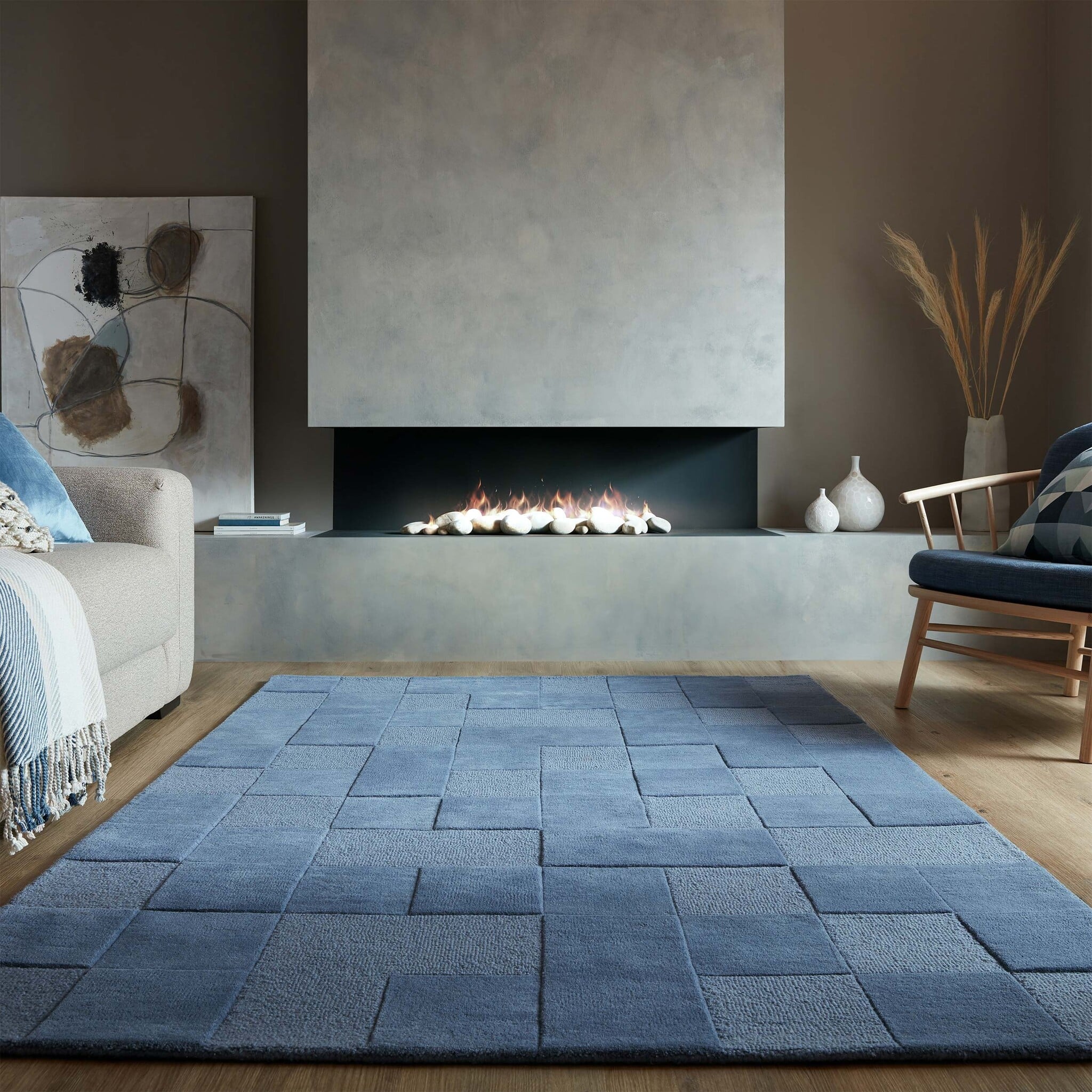 Luxury floor rug - Xeano checkerboard Blue