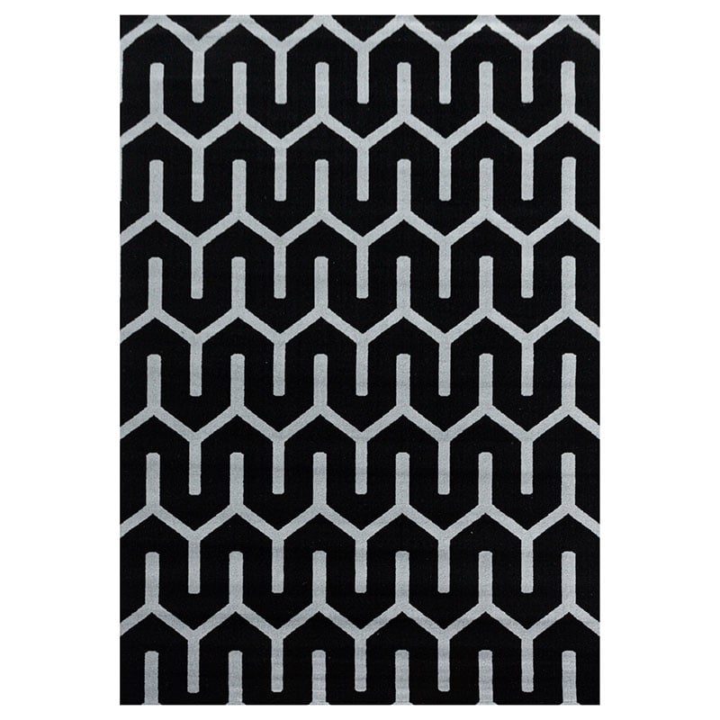 Modern Rug - Streaky Pattern Black/White