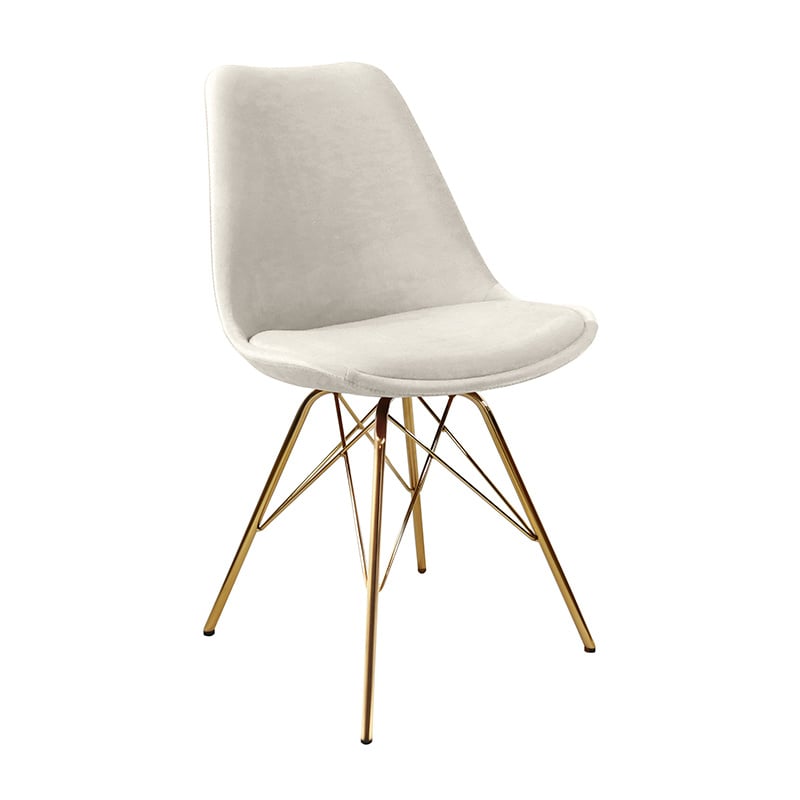 Velvet Chair Ivory - Gold Frame