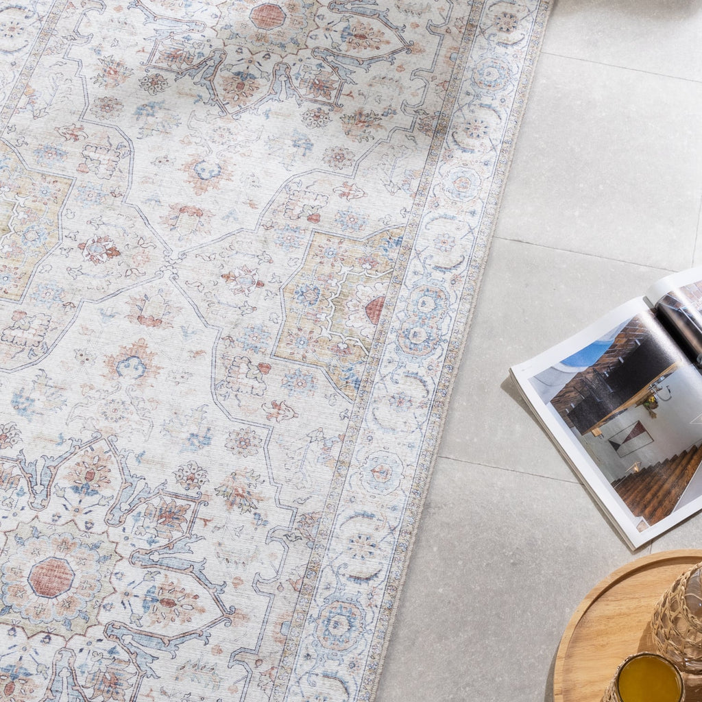 Washable Runner - Domingo Mandala White