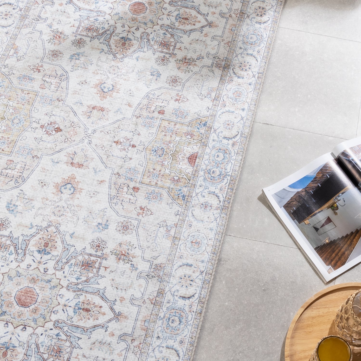 Washable Runner - Domingo Mandala White