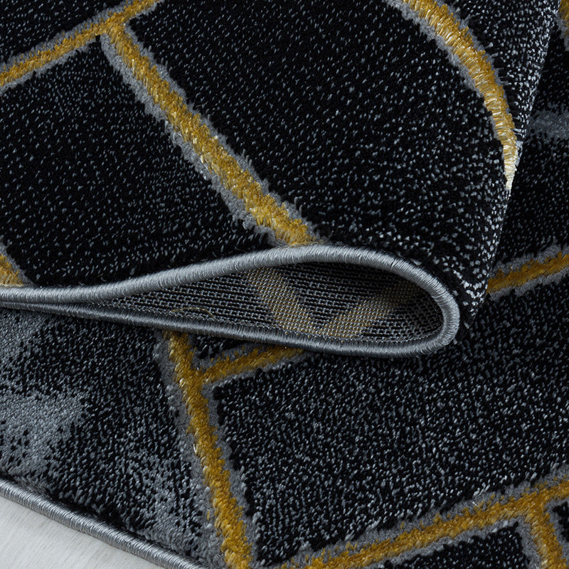 Modern floor rug - Marble Pattern Anthracite/Gold