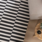 Striped Modern Rug - Dazzle Blocks Black/White