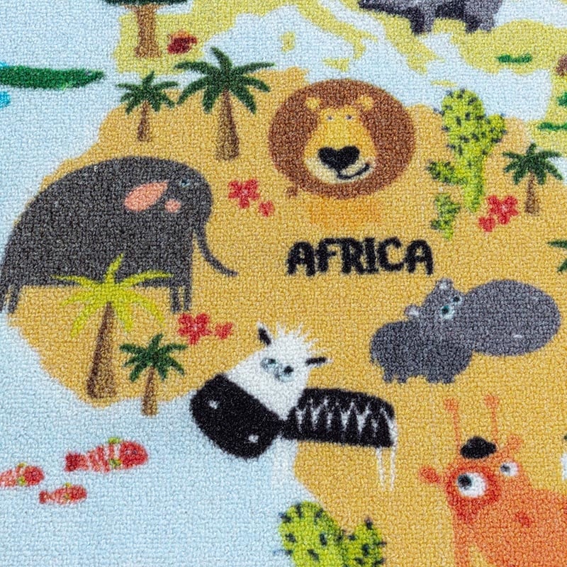 Children's Floor Rug - Pleun World Map Blue