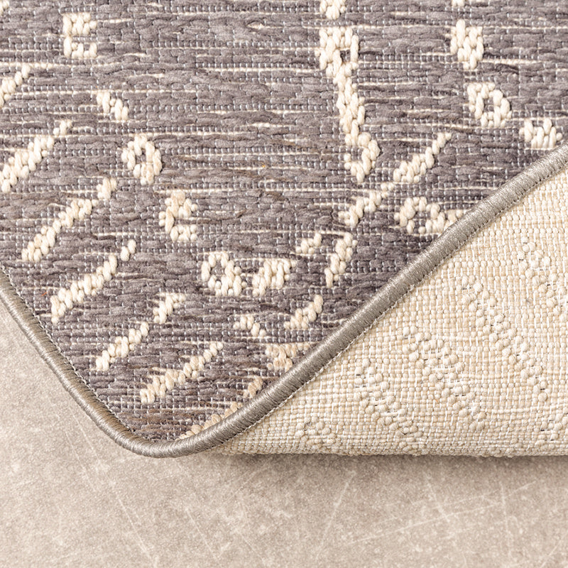 Round Modern Outdoor Rug - Porto Aztec Light Gray